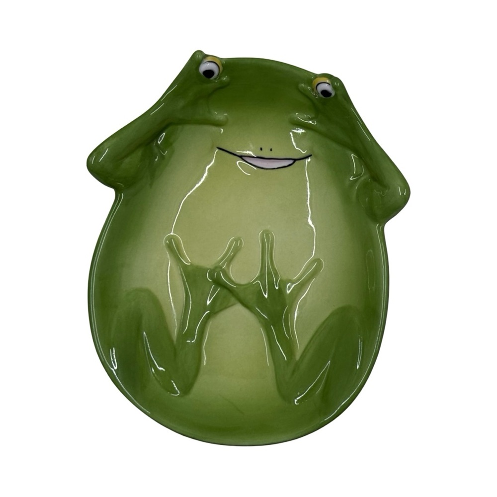 AppleTree Design Vtg Porcelain Frog Dish Trinket Tray Frog Decor